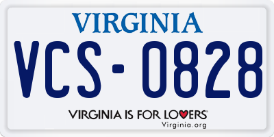 VA license plate VCS0828
