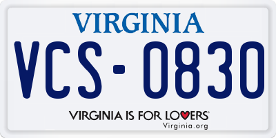 VA license plate VCS0830