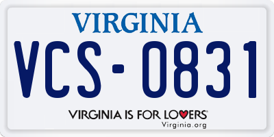 VA license plate VCS0831
