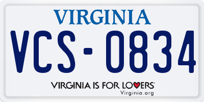 VA license plate VCS0834