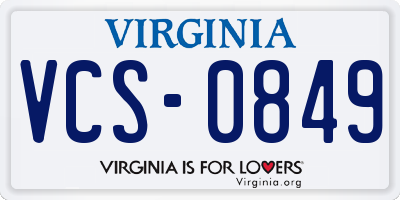 VA license plate VCS0849