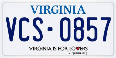 VA license plate VCS0857