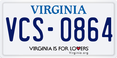 VA license plate VCS0864