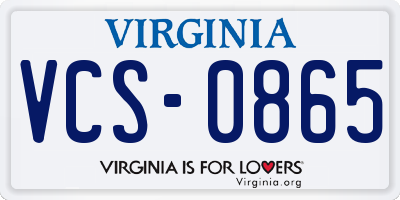 VA license plate VCS0865