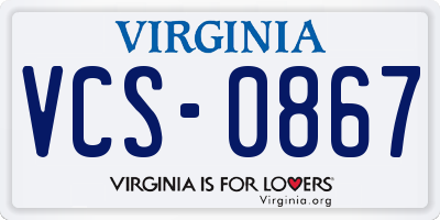 VA license plate VCS0867