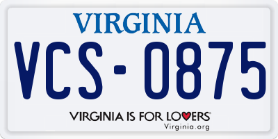 VA license plate VCS0875