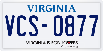 VA license plate VCS0877