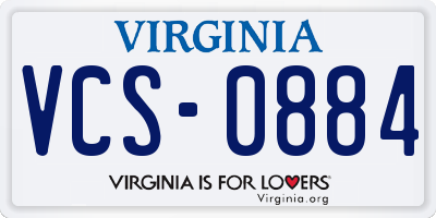VA license plate VCS0884