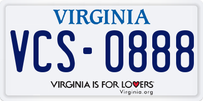 VA license plate VCS0888