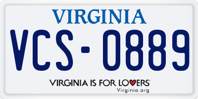 VA license plate VCS0889