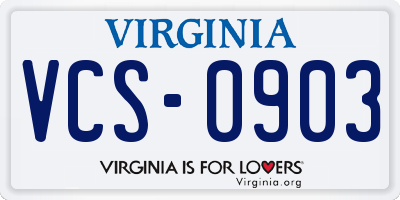 VA license plate VCS0903