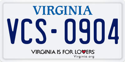 VA license plate VCS0904