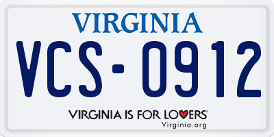 VA license plate VCS0912