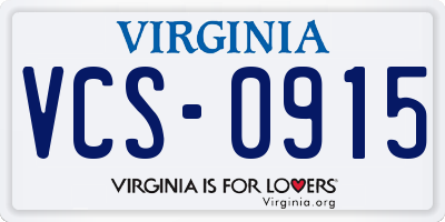 VA license plate VCS0915