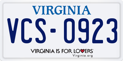 VA license plate VCS0923
