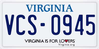 VA license plate VCS0945