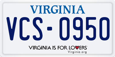 VA license plate VCS0950