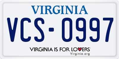VA license plate VCS0997