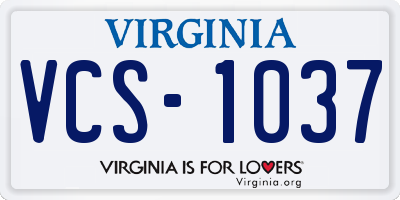 VA license plate VCS1037