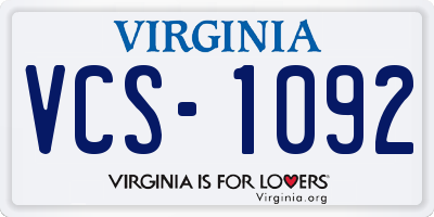 VA license plate VCS1092