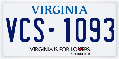 VA license plate VCS1093