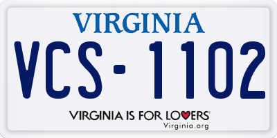 VA license plate VCS1102