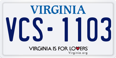 VA license plate VCS1103