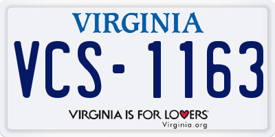 VA license plate VCS1163