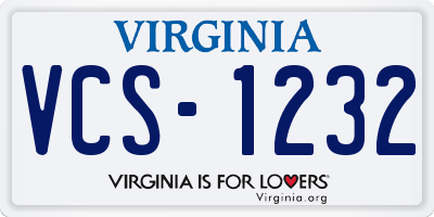 VA license plate VCS1232