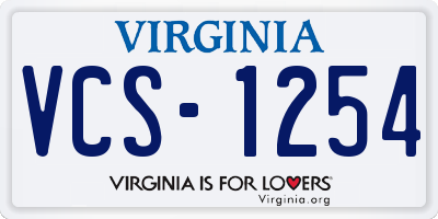 VA license plate VCS1254