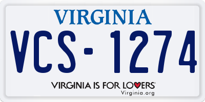 VA license plate VCS1274