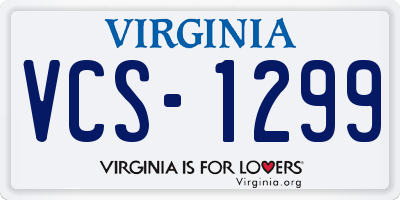 VA license plate VCS1299