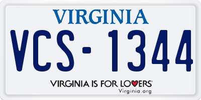 VA license plate VCS1344