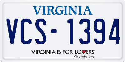VA license plate VCS1394