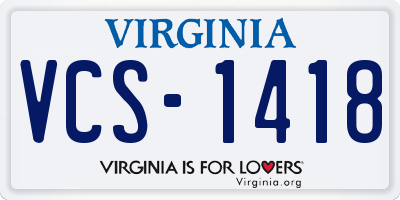 VA license plate VCS1418