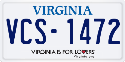 VA license plate VCS1472