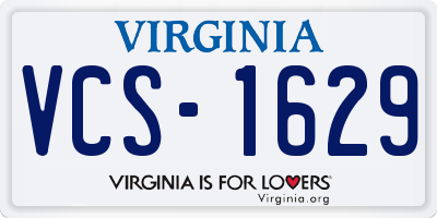 VA license plate VCS1629