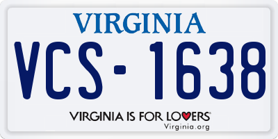 VA license plate VCS1638