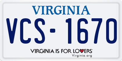 VA license plate VCS1670