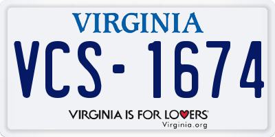 VA license plate VCS1674