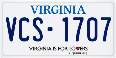 VA license plate VCS1707