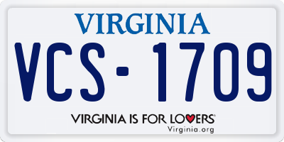 VA license plate VCS1709
