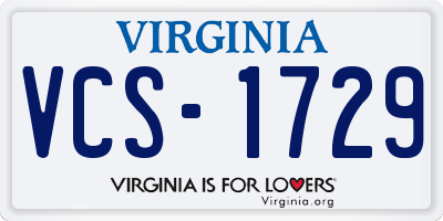 VA license plate VCS1729