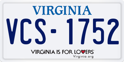 VA license plate VCS1752