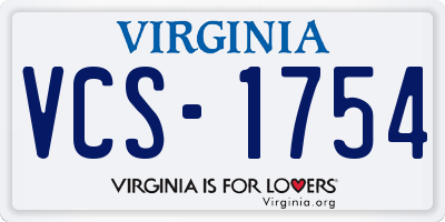 VA license plate VCS1754