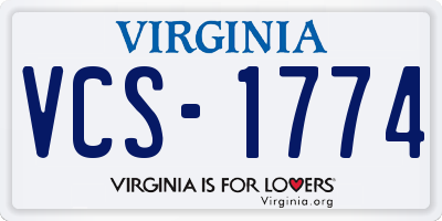 VA license plate VCS1774