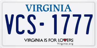 VA license plate VCS1777