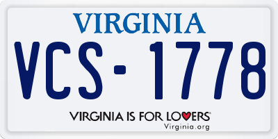 VA license plate VCS1778
