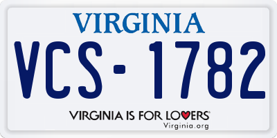 VA license plate VCS1782
