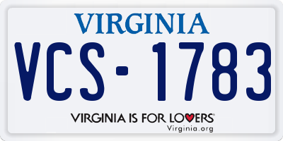 VA license plate VCS1783